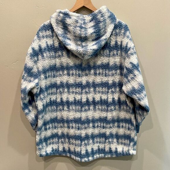 Hurley Bleached Tie-Dye Oversized Sherpa Fleece Hoodie - Size: Medium - Picture 2 of 6